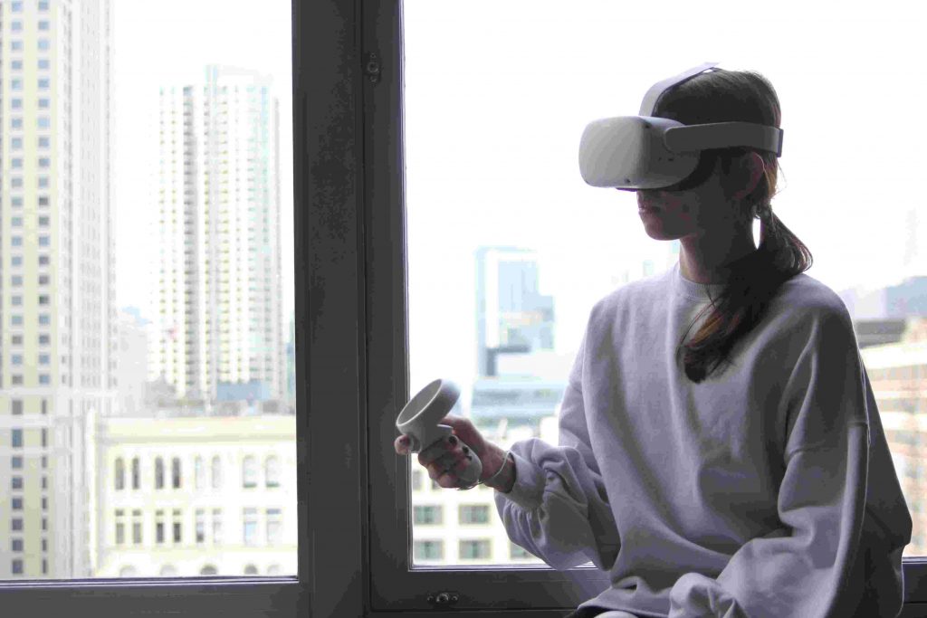 a picture of someone using VR to treat social anxiety